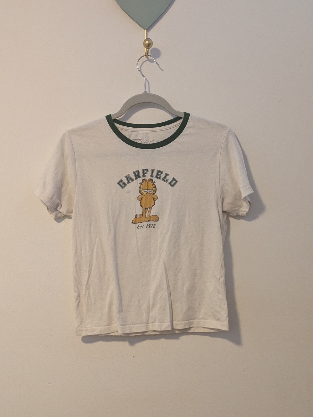 Nickelodeon Garfield Ringer Tee - White with Green Trim